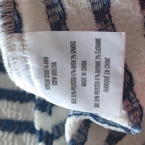 Anthropologie Eva Franco Textured Blue Stripe Sleeveless Top Bow Detail Size S - Picture 6 of 8